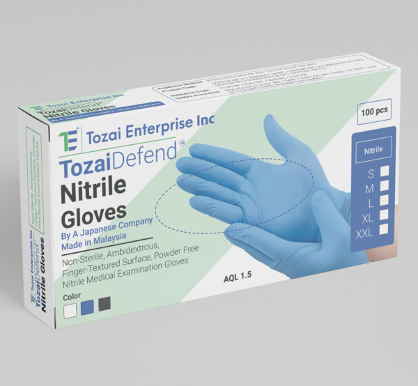 TozaiDefend Nitrile Powder Free Medical Examination Gloves